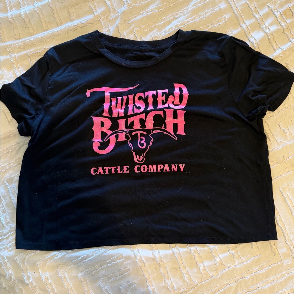 Twisted B Black and Pink Crop Top